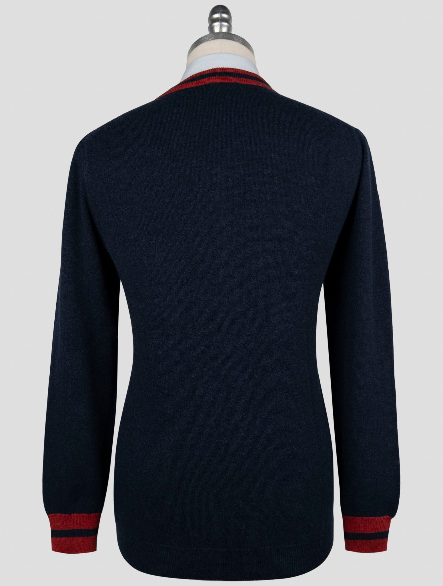 Kiton Blue Cashmere Sweater V-Neck