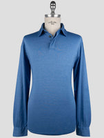 Kiton Light Blue Silk Cotton Sweater Polo