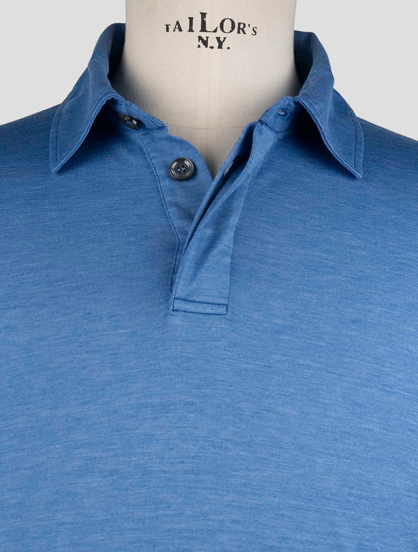 Kiton Light Blue Silk Cotton Sweater Polo