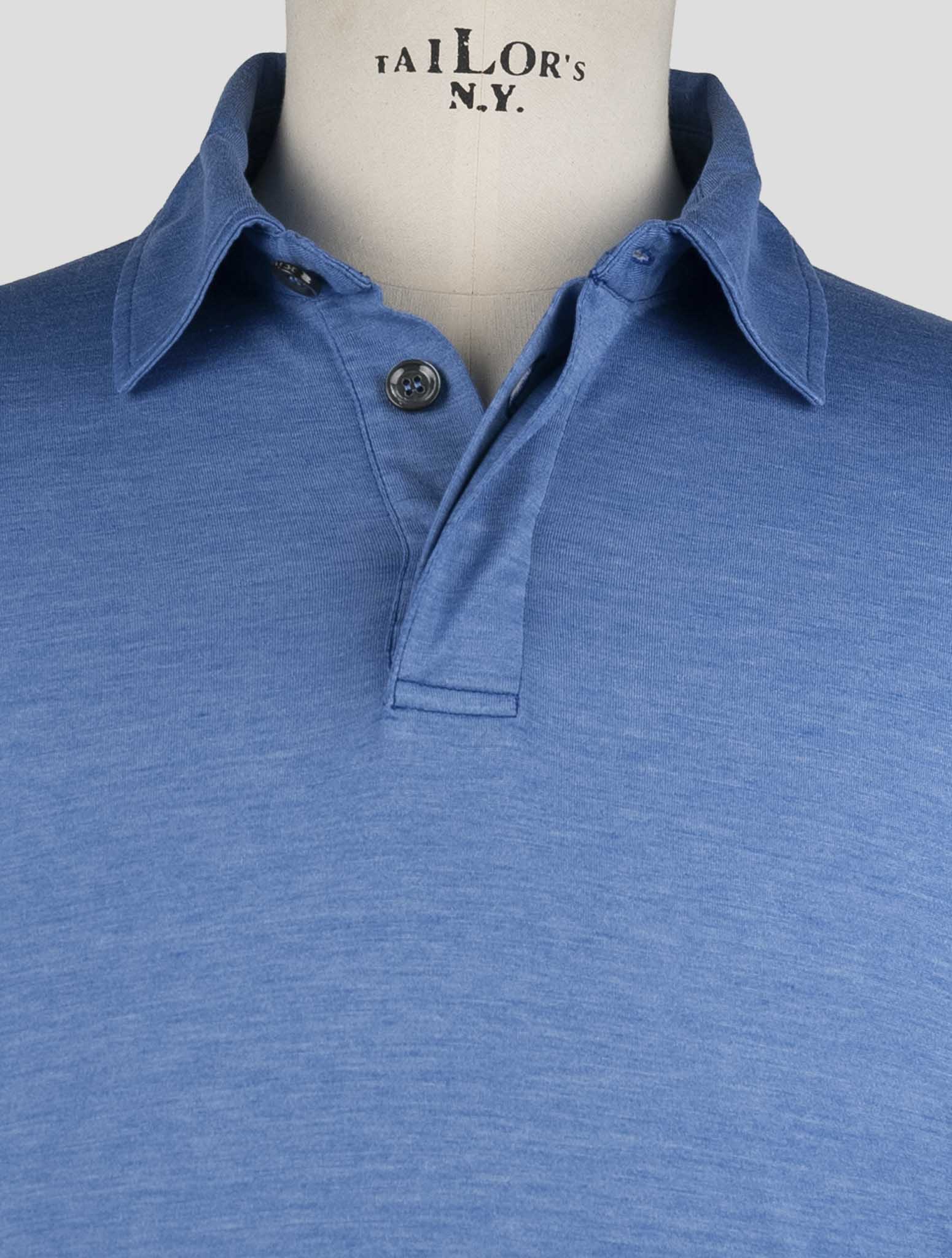 Kiton Light Blue Silk Cotton Sweater Polo