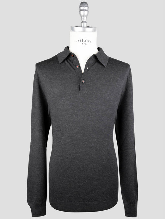 Kiton Dark Gray Wool Sweater Polo