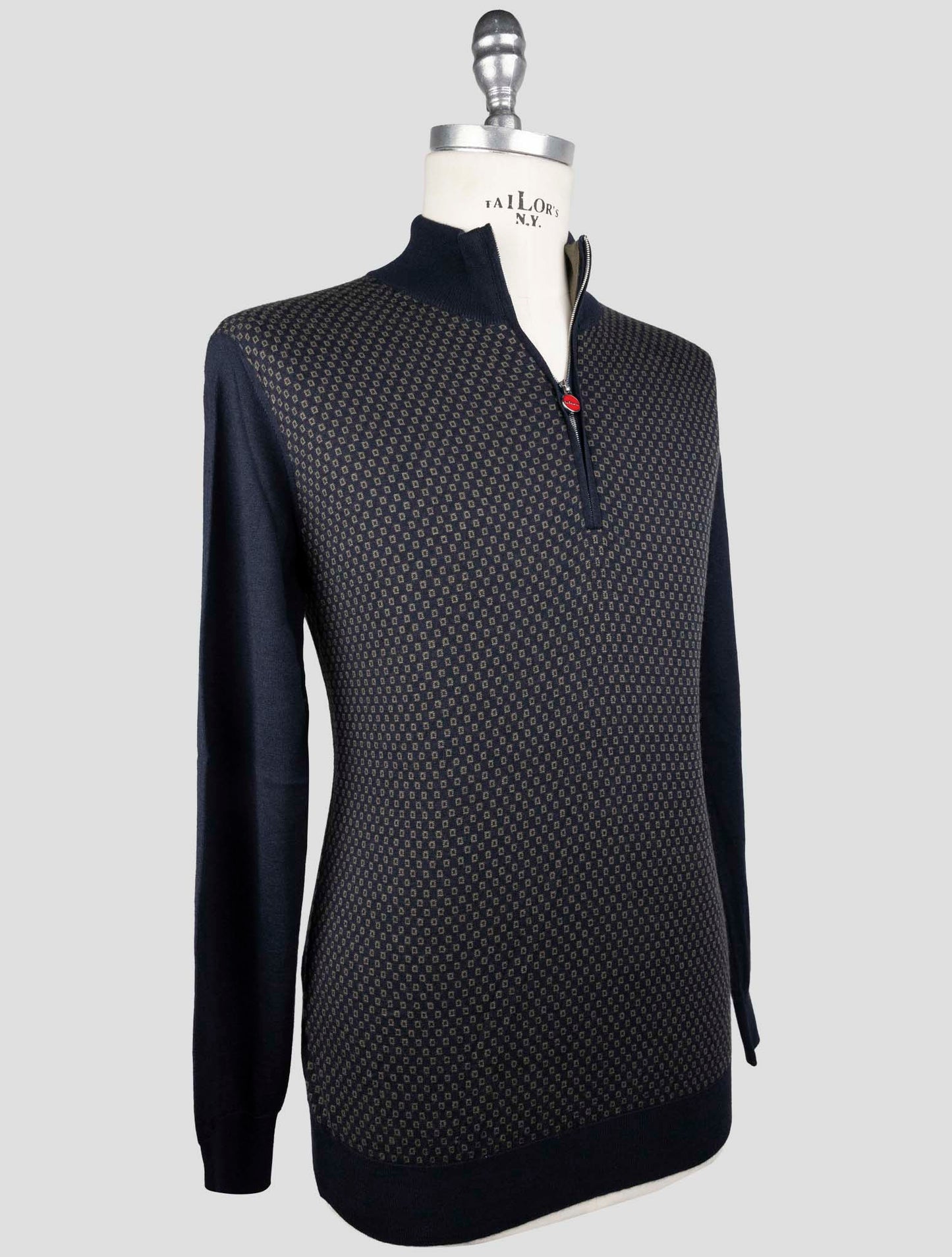 Kiton Blue Cashmere Sweater Half Zip