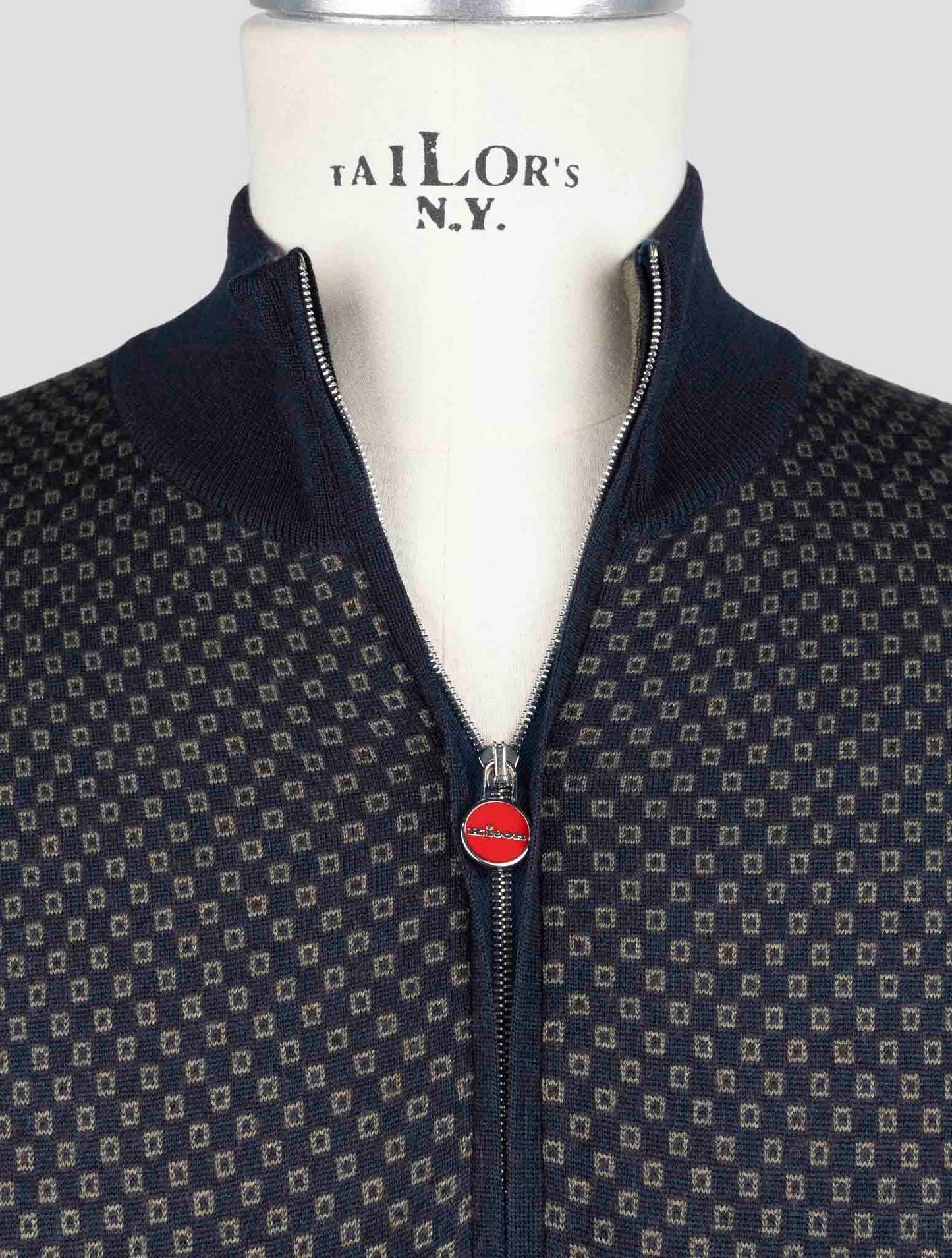 Kiton Blue Cashmere Sweater Half Zip