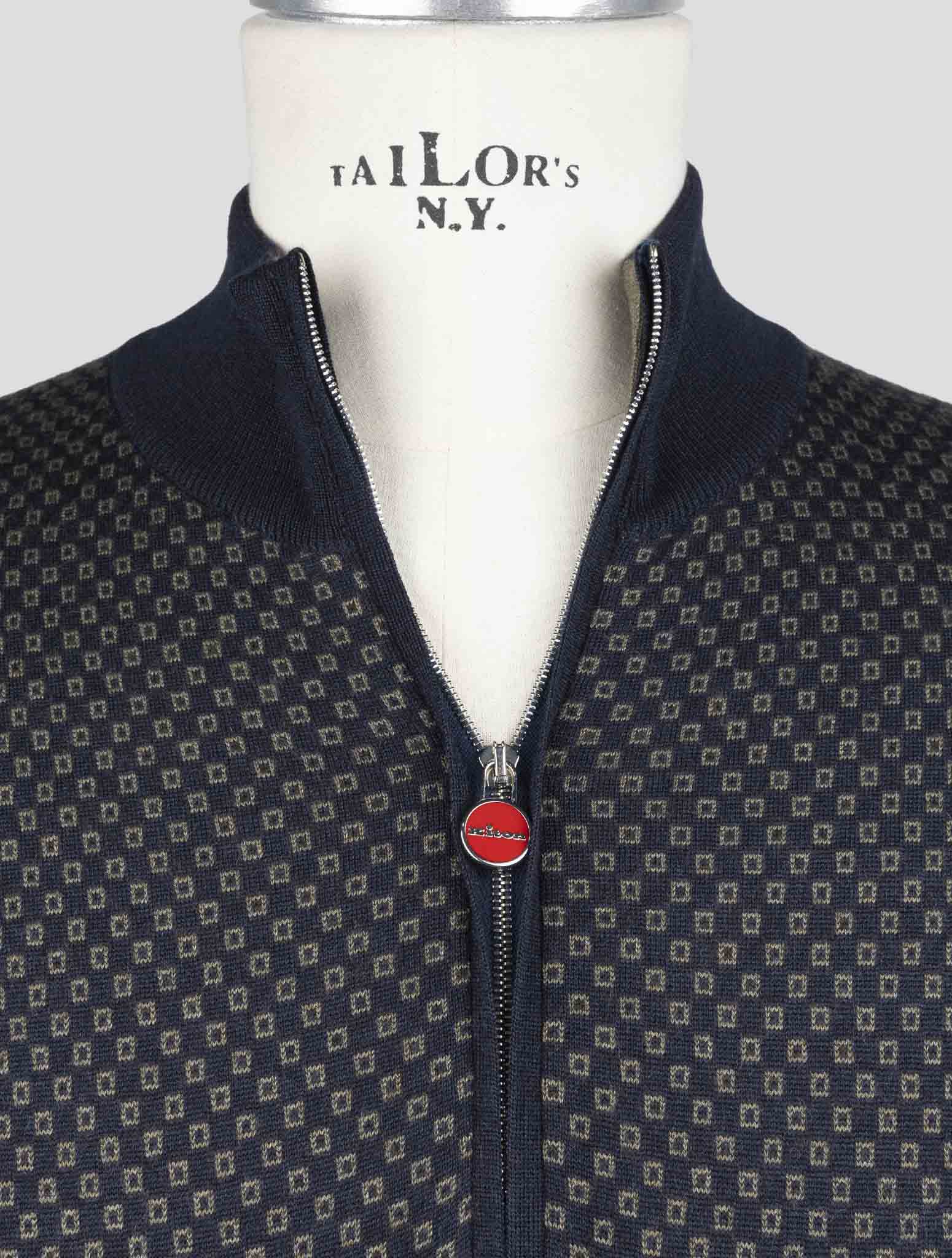 Kiton Blue Cashmere Sweater Half Zip