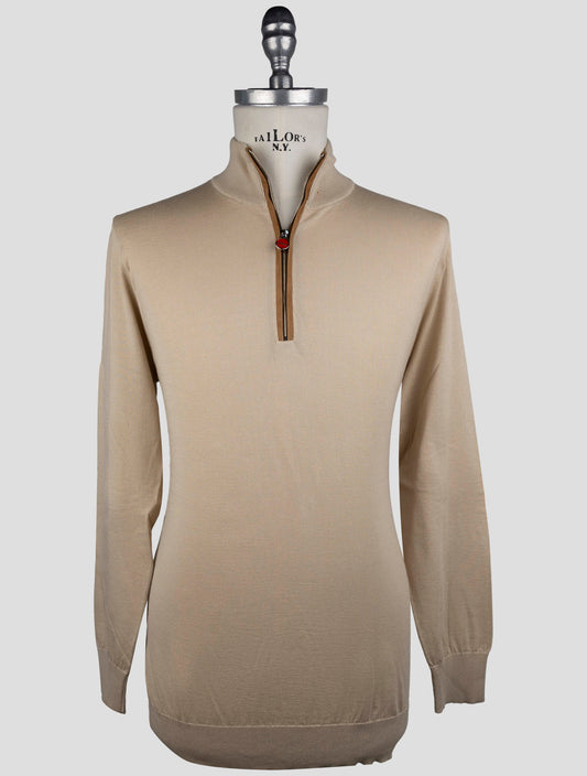 Kiton Beige Cotton Sweater Half Zip