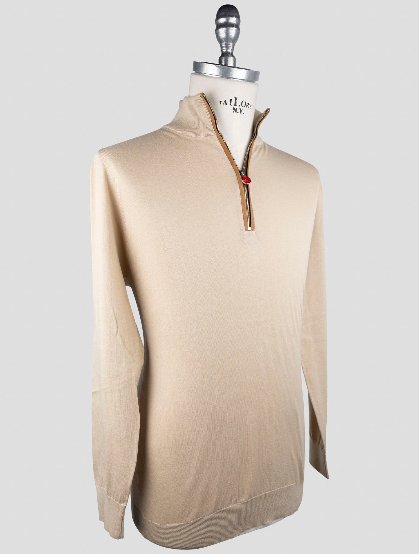 Kiton Beige Cotton Sweater Half Zip