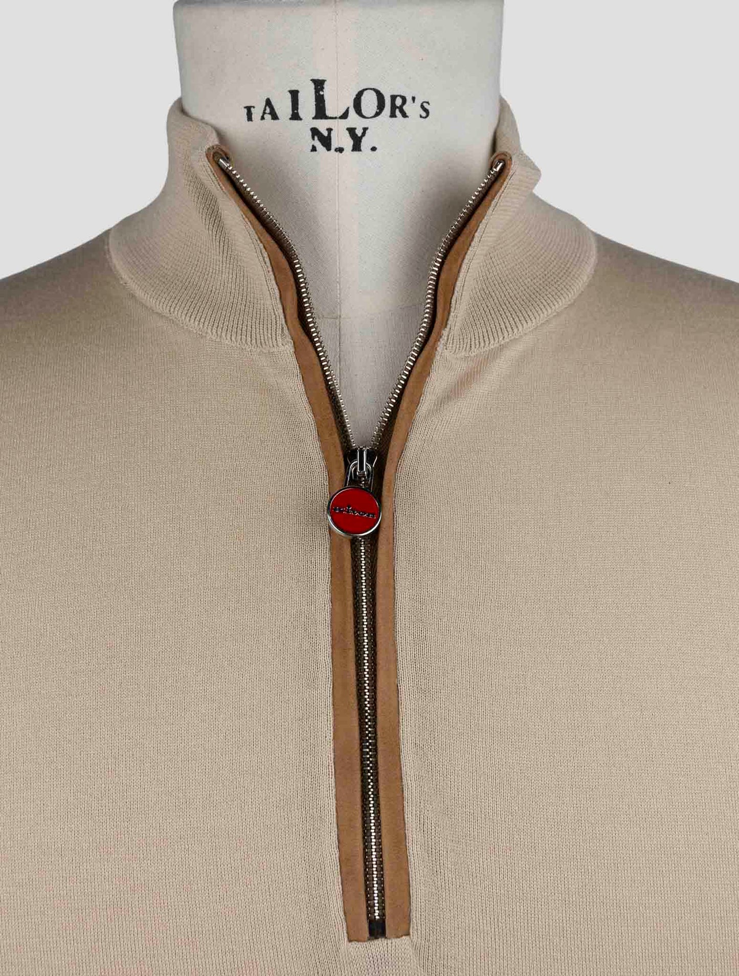 Kiton Beige Cotton Sweater Half Zip