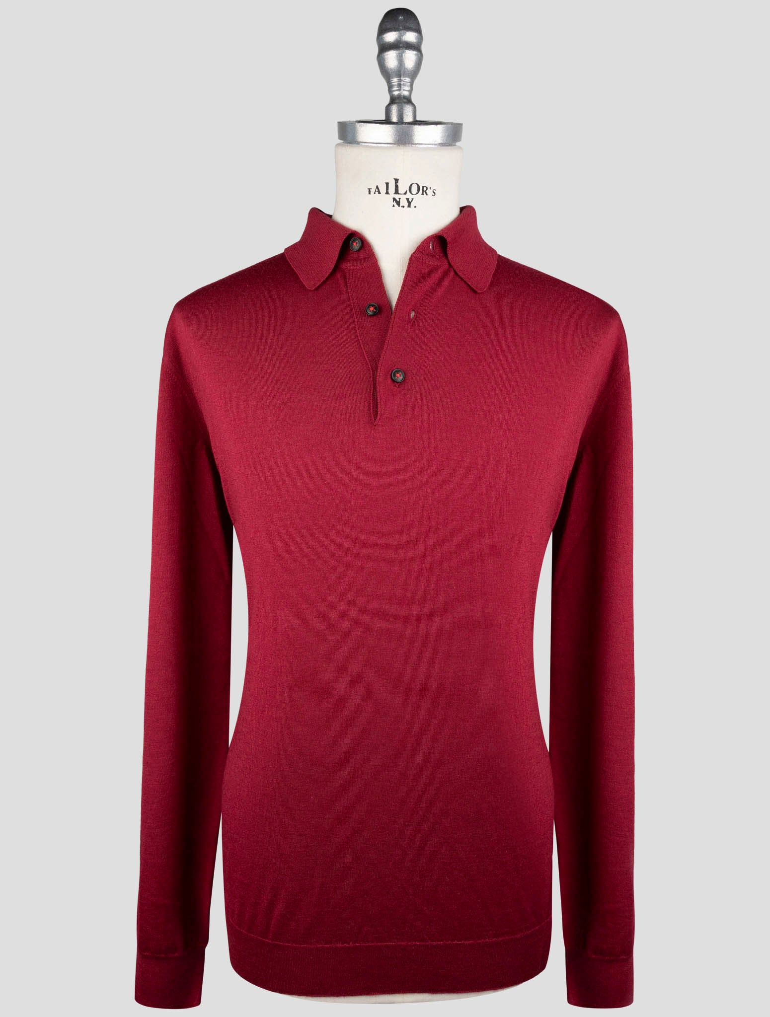 Kiton Burgundy Cashmere Silk Sweater Polo