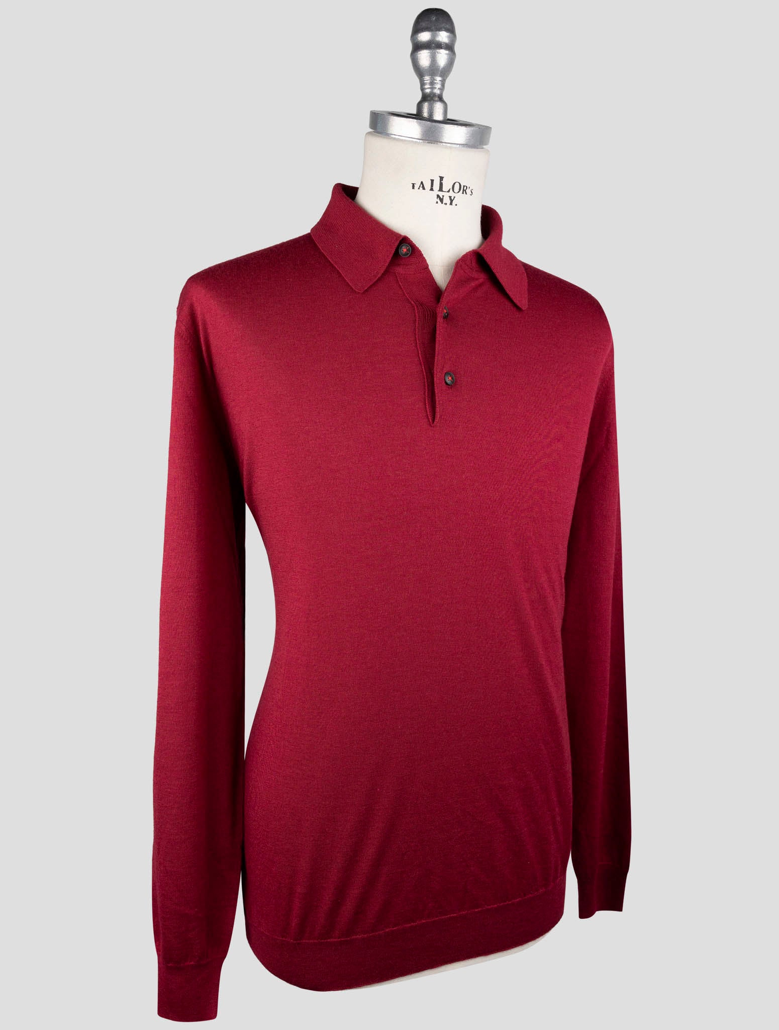 Kiton Burgundy Cashmere Silk Sweater Polo
