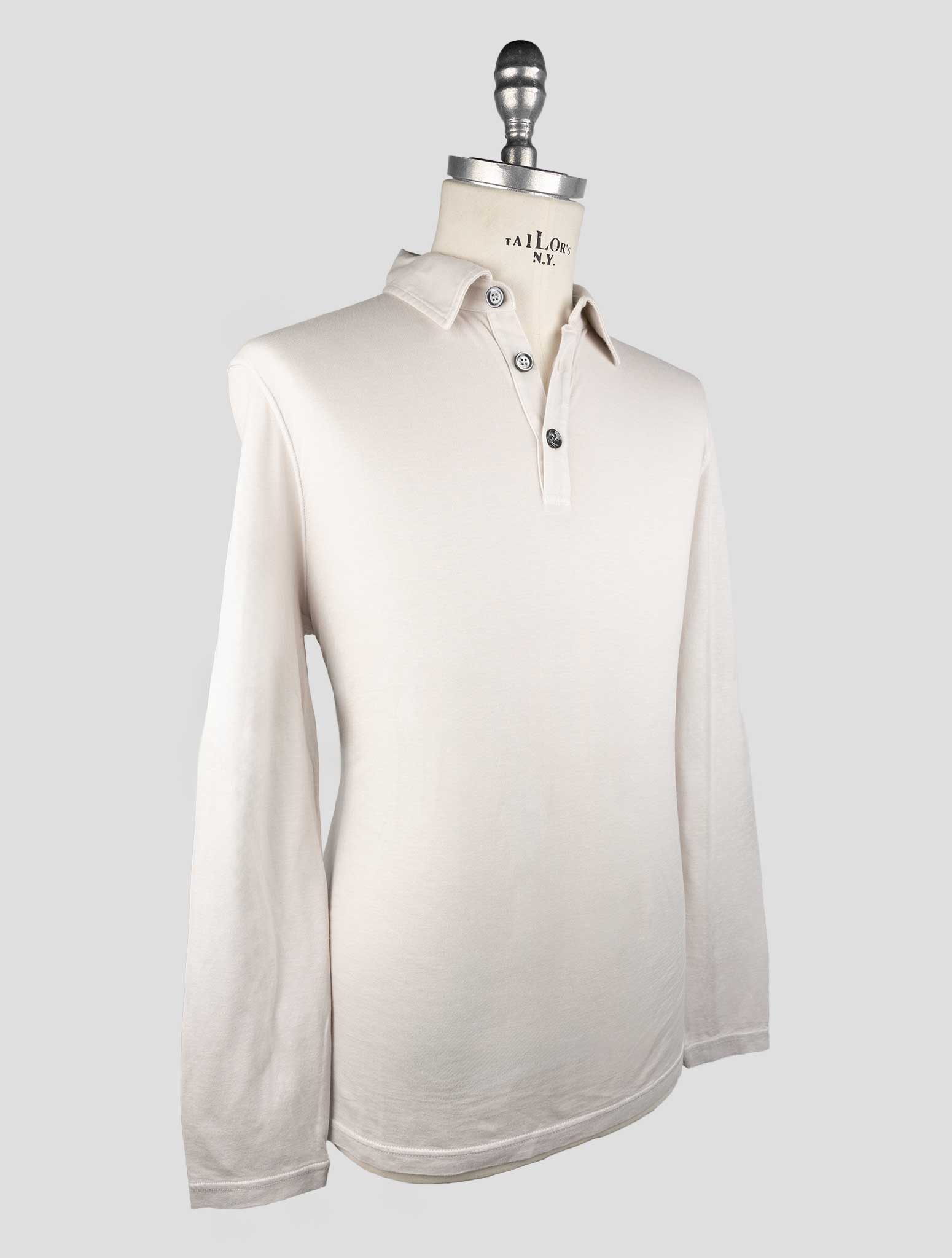 Kiton Beige Cotton Cashmere Sweater Polo