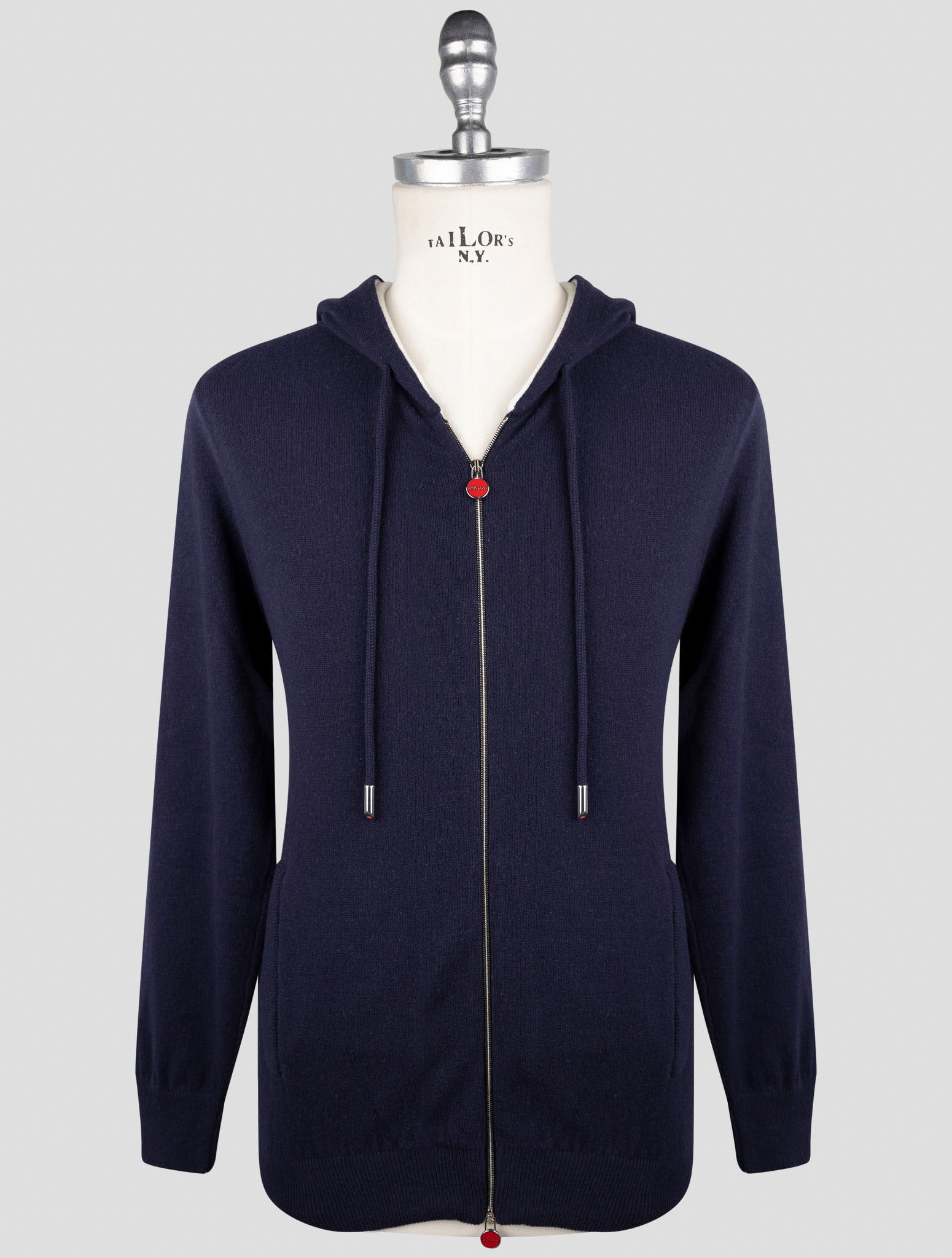 Kiton Blue Cotton Cashmere Sweater Full Zip
