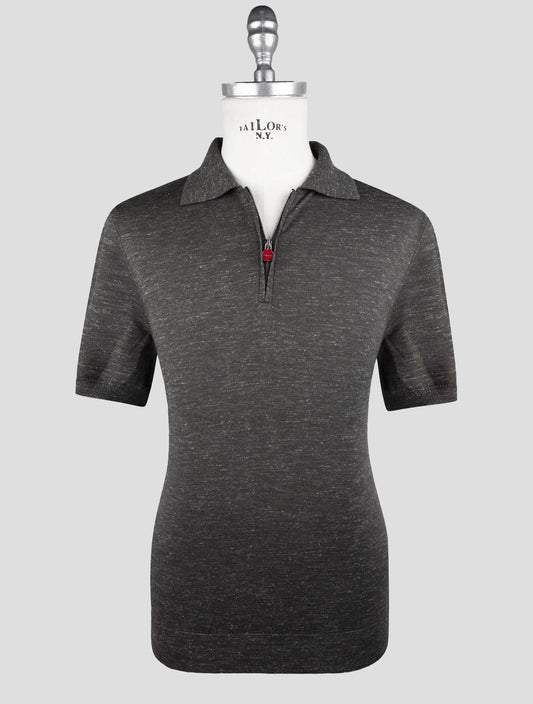 Kiton Dark Gray Silk Cashmere Linen Polo