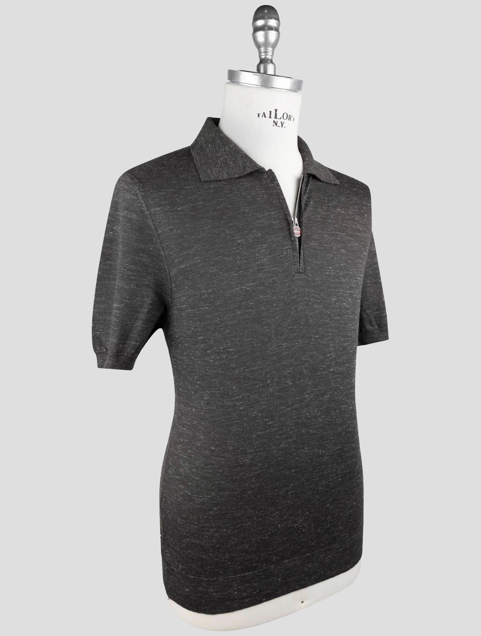 Kiton Dark Gray Silk Cashmere Linen Polo