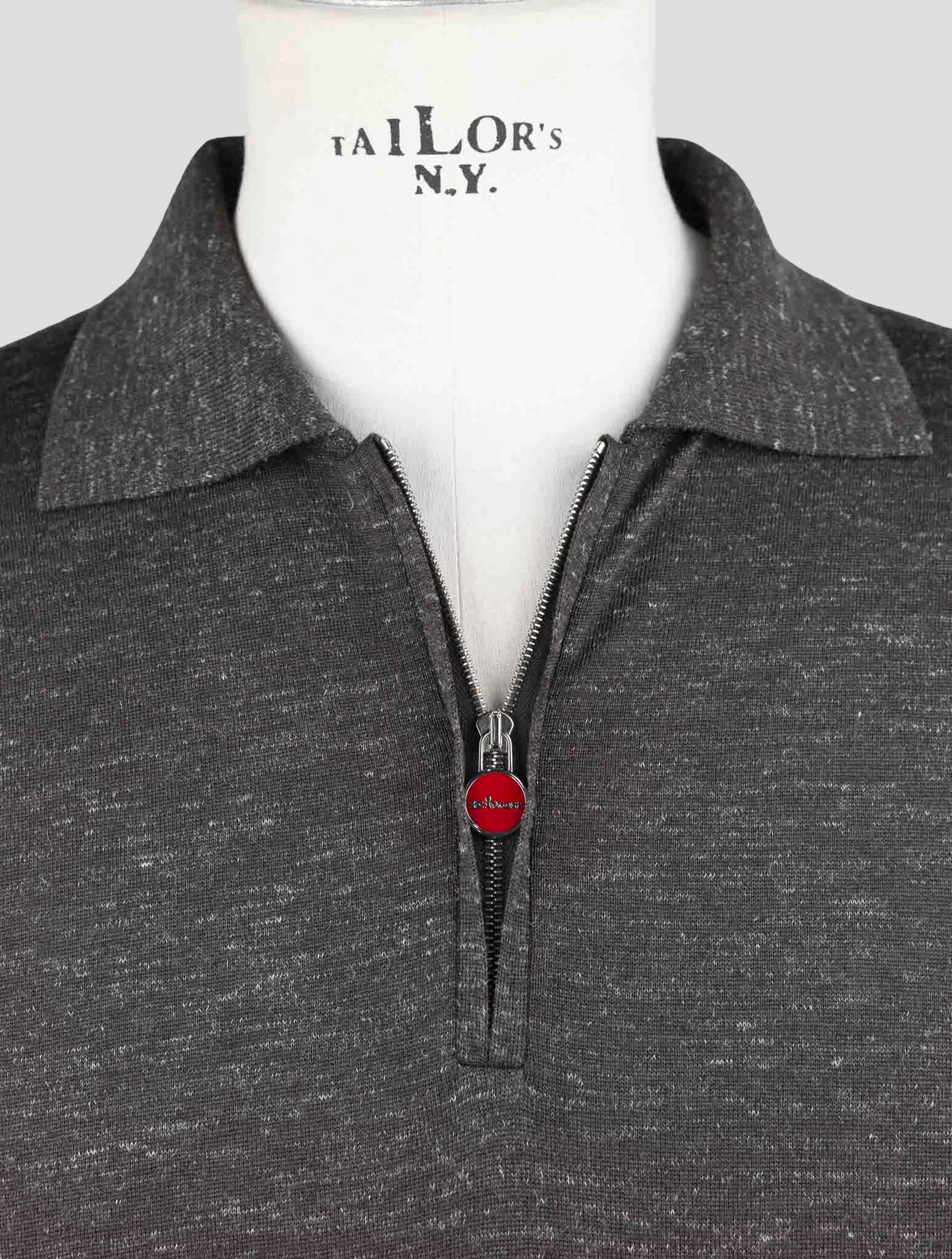 Kiton Dark Gray Silk Cashmere Linen Polo