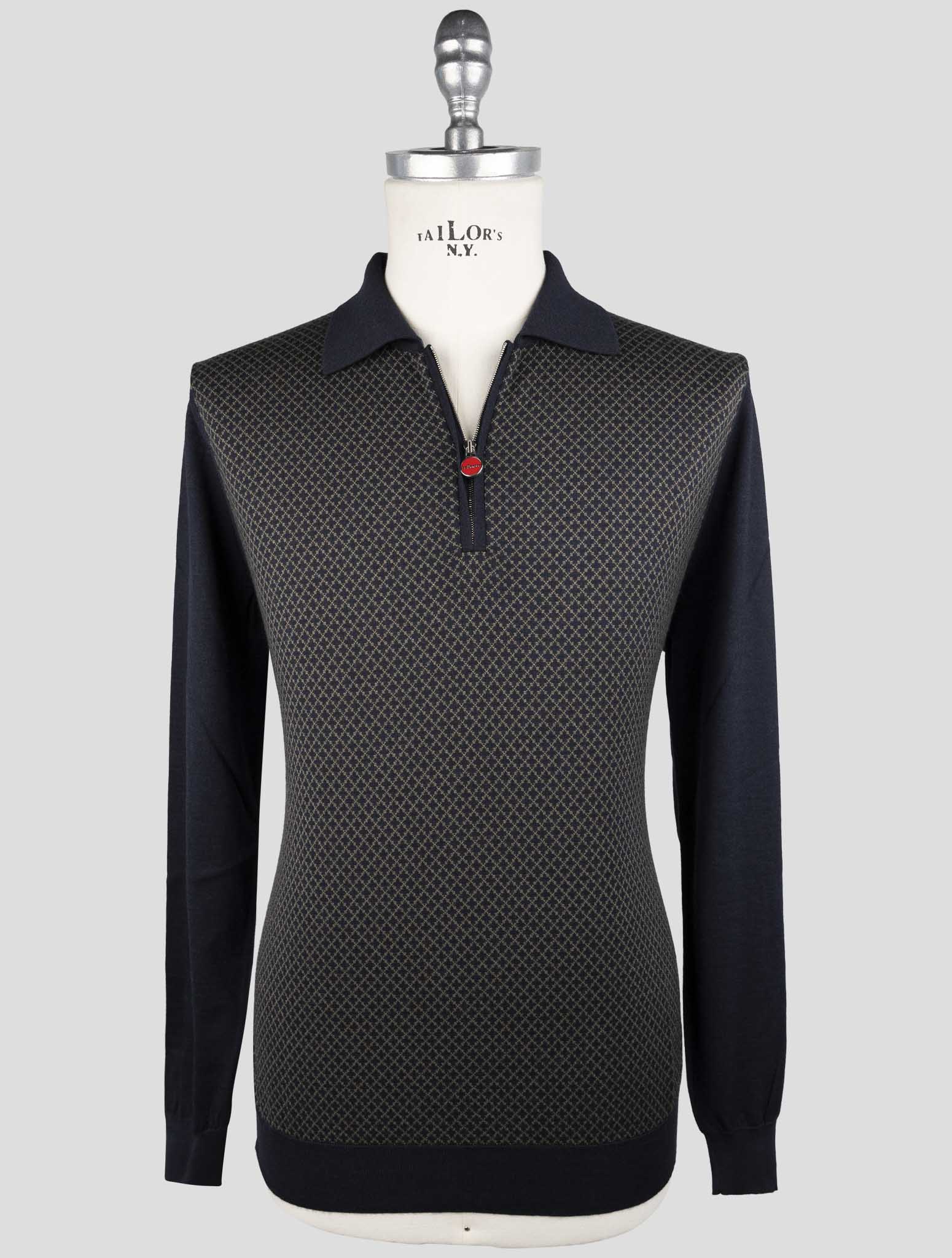 Kiton Blue Yellow Silk Cashmere Sweater Polo