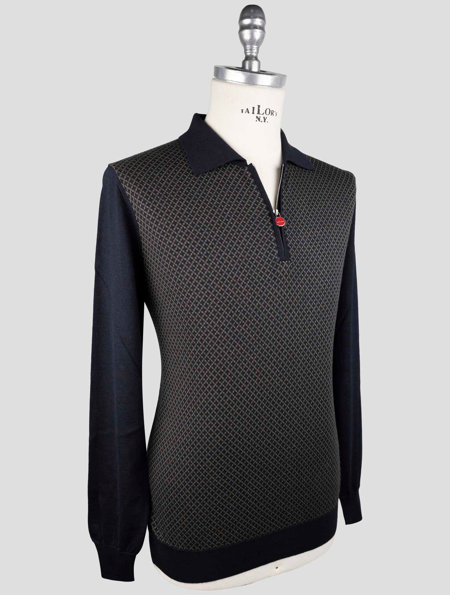 Kiton Blue Yellow Silk Cashmere Sweater Polo
