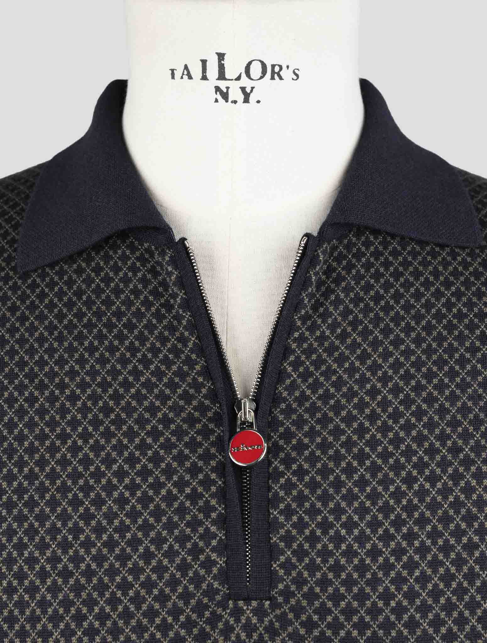 Kiton Blue Yellow Silk Cashmere Sweater Polo
