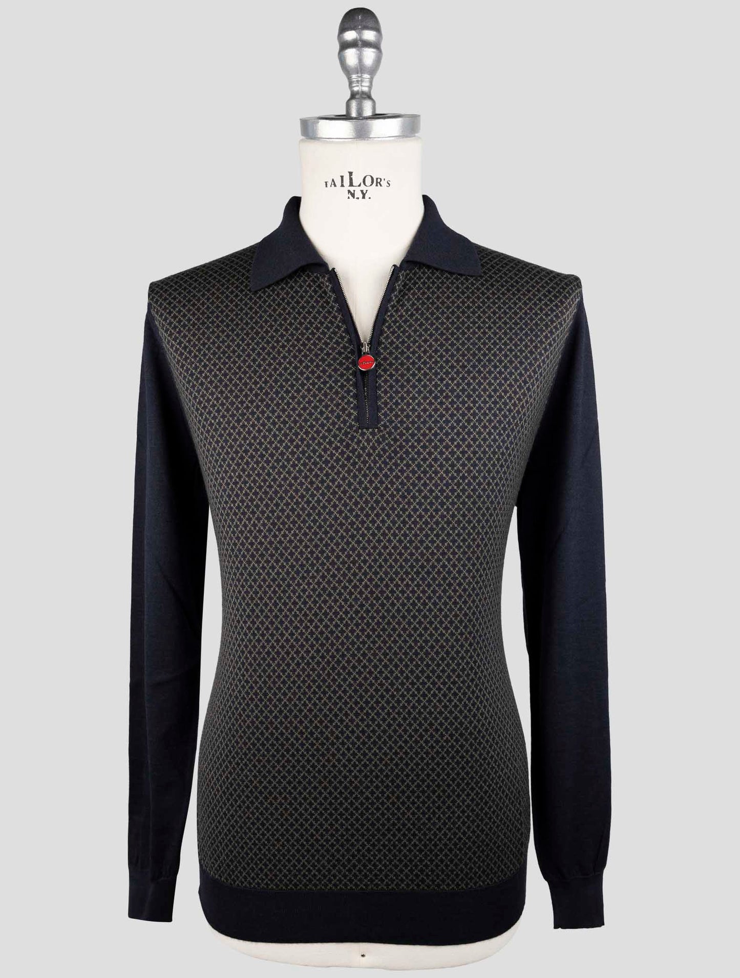 Kiton Blue Yellow Silk Cashmere Sweater Polo