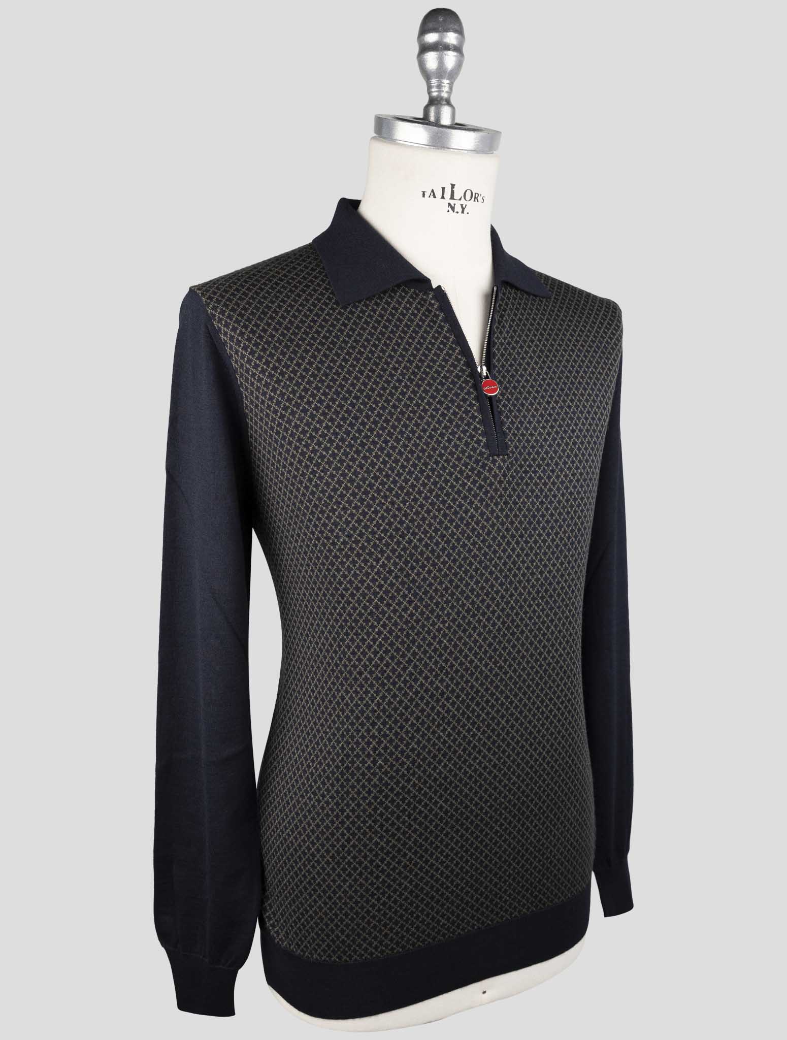 Kiton Blue Yellow Silk Cashmere Sweater Polo