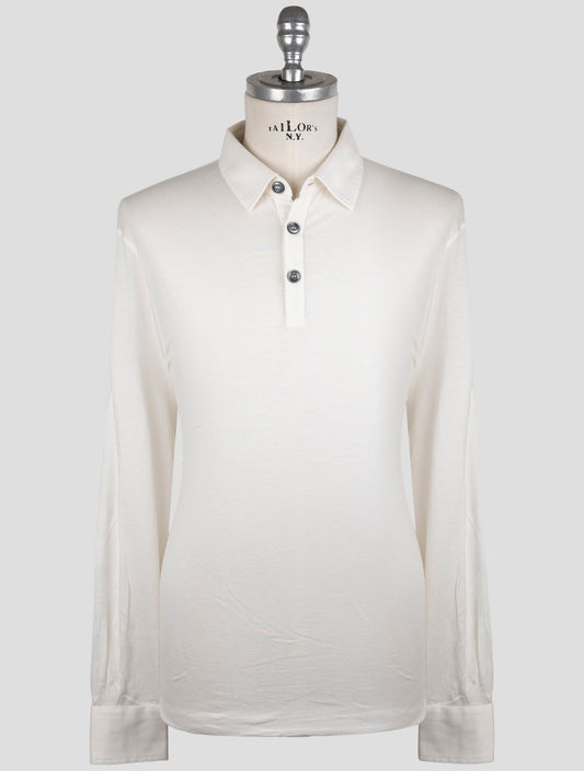 Kiton White Cotton Cashmere Sweater  Polo