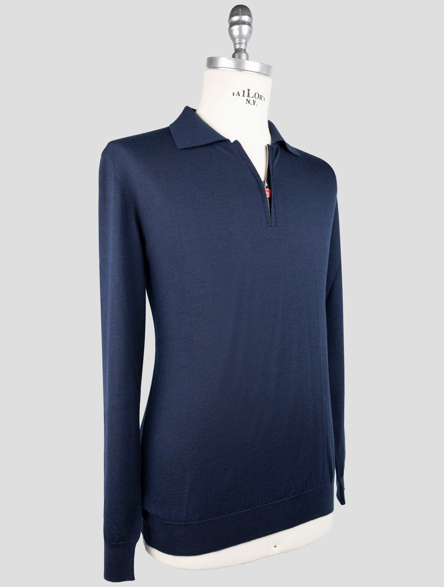 Kiton Blue Cashmere Silk Sweater Polo