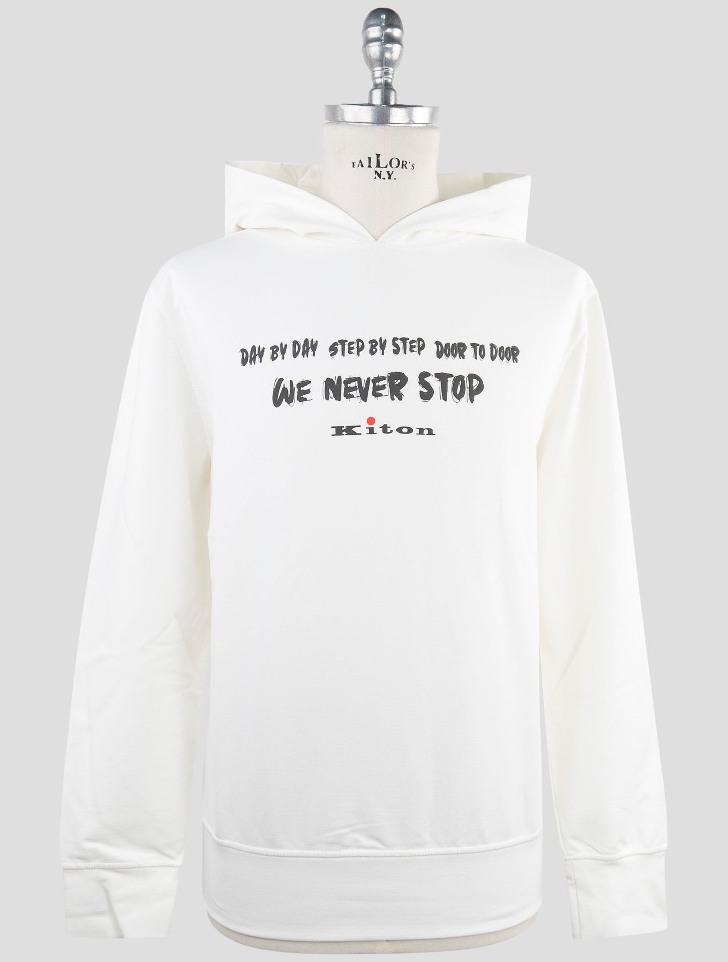 Kiton White Cotton Ea Sweater Hoodie