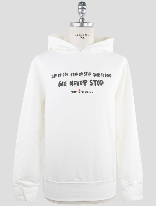 Kiton White Cotton Ea Sweater Hoodie