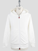 Kiton White Cotton Ea Sweater Full Zip Hoodie