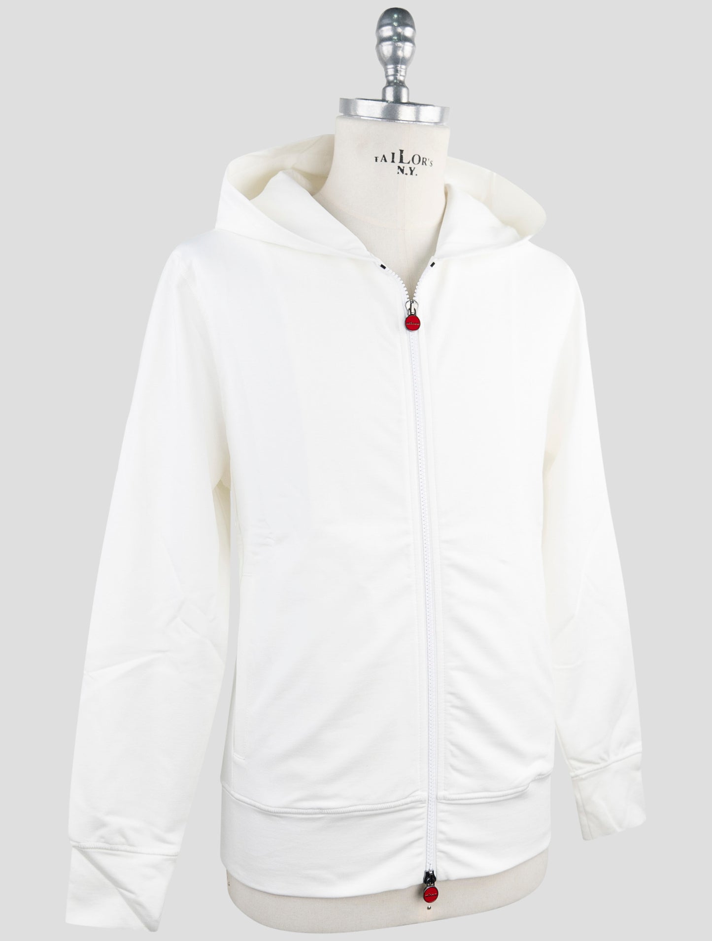 Kiton White Cotton Ea Sweater Full Zip Hoodie