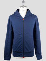 Kiton Blue Cotton Ea Sweater Full Zip Hoodie