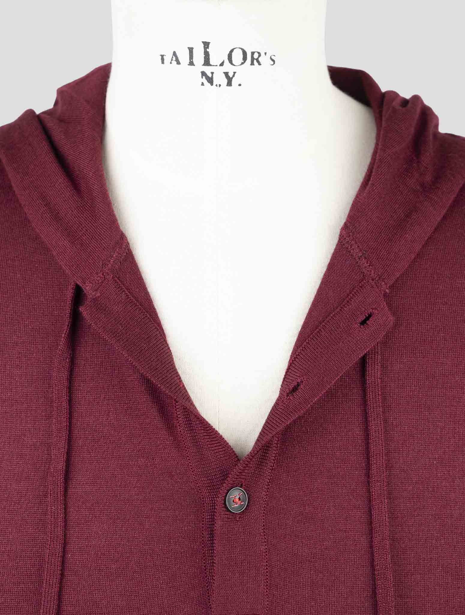 Kiton Burgundy Cashmere Silk Sweater Hoodie