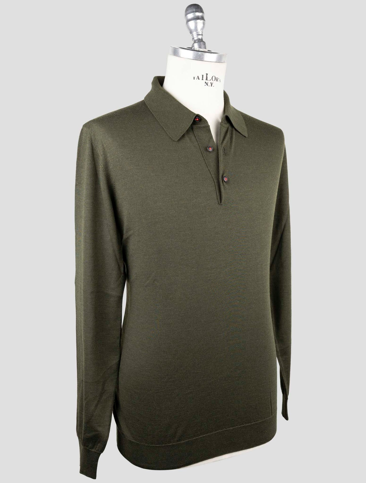 Kiton Green Cashmere Silk Sweater Polo