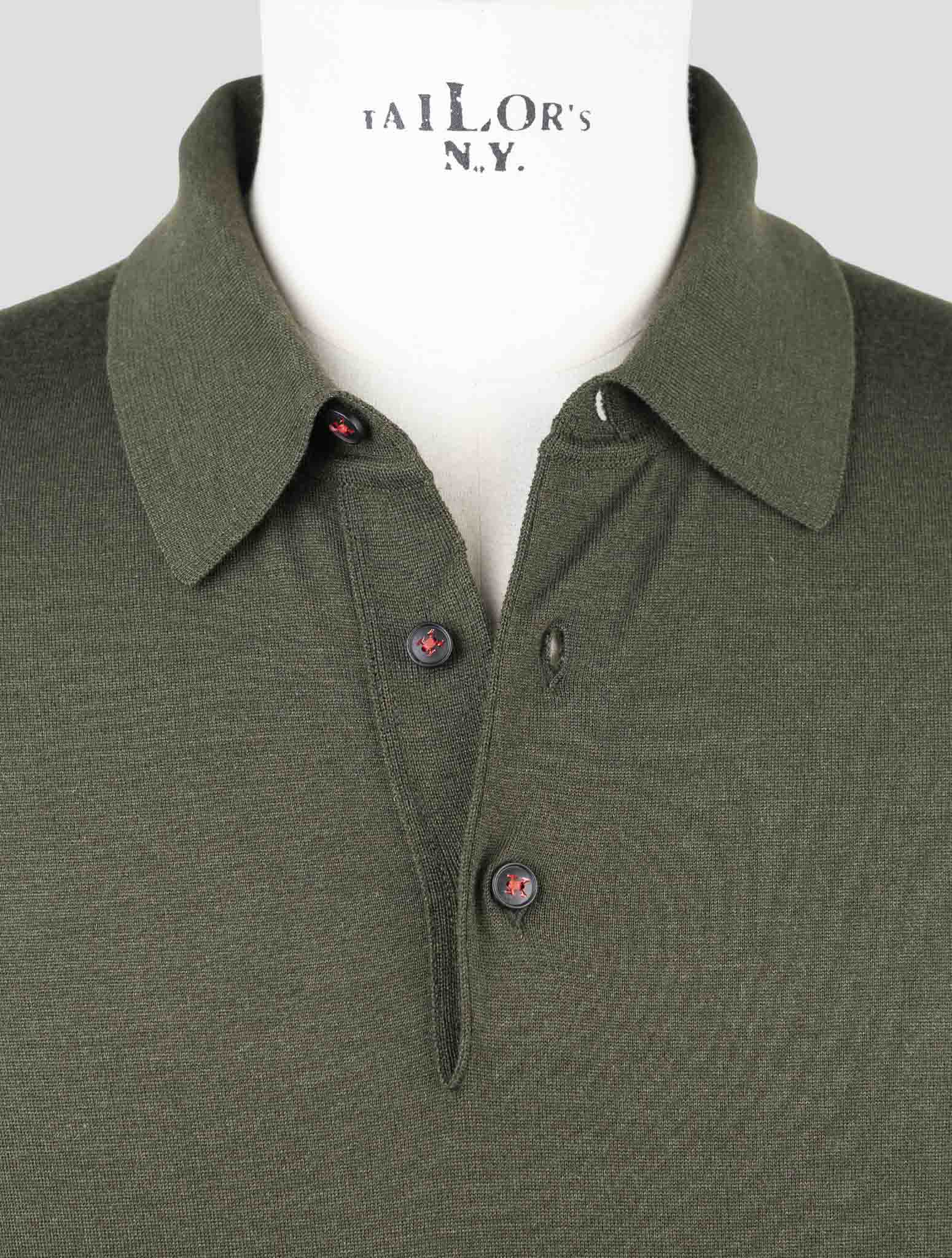 Kiton Green Cashmere Silk Sweater Polo