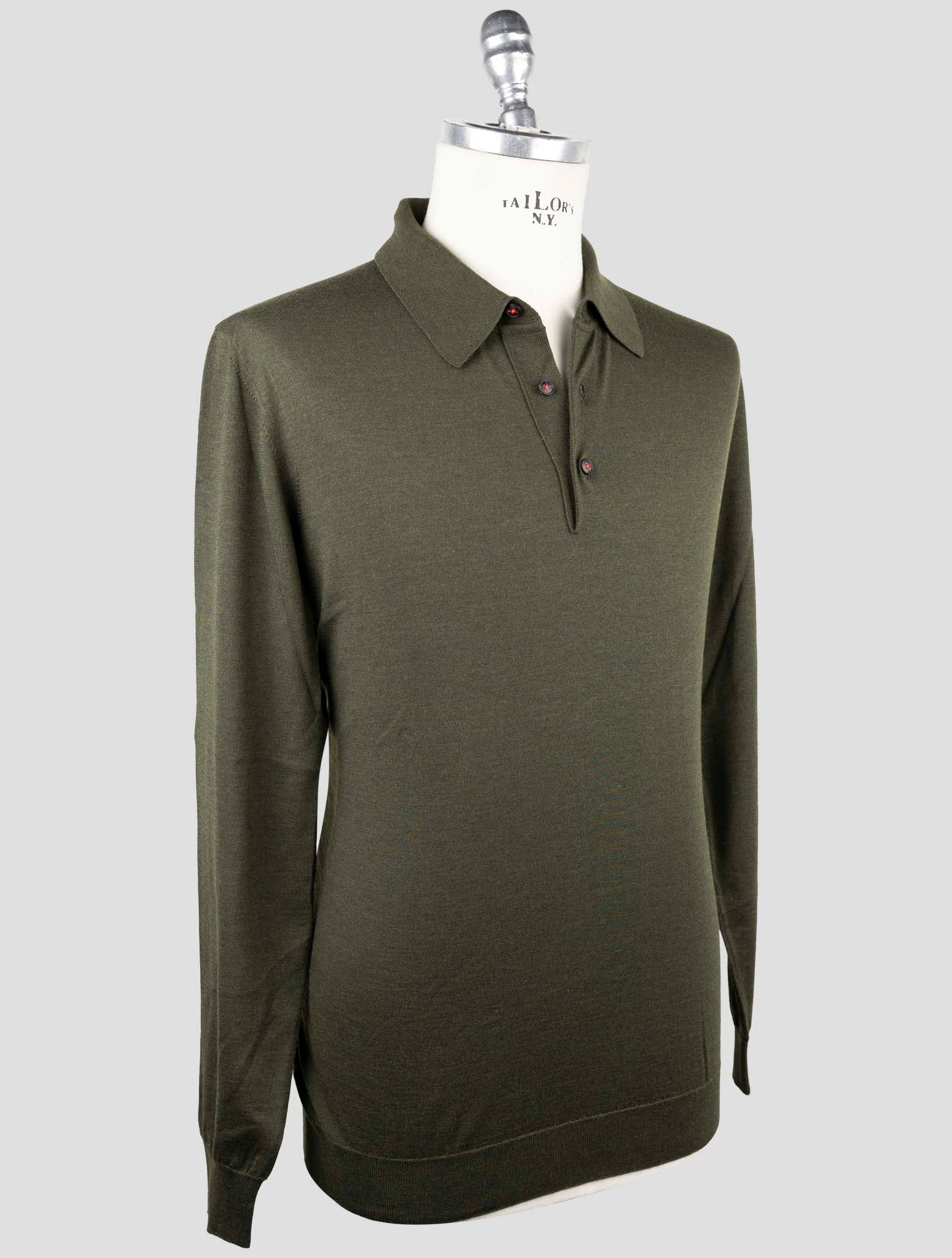 Kiton Green Cashmere Silk Sweater Polo