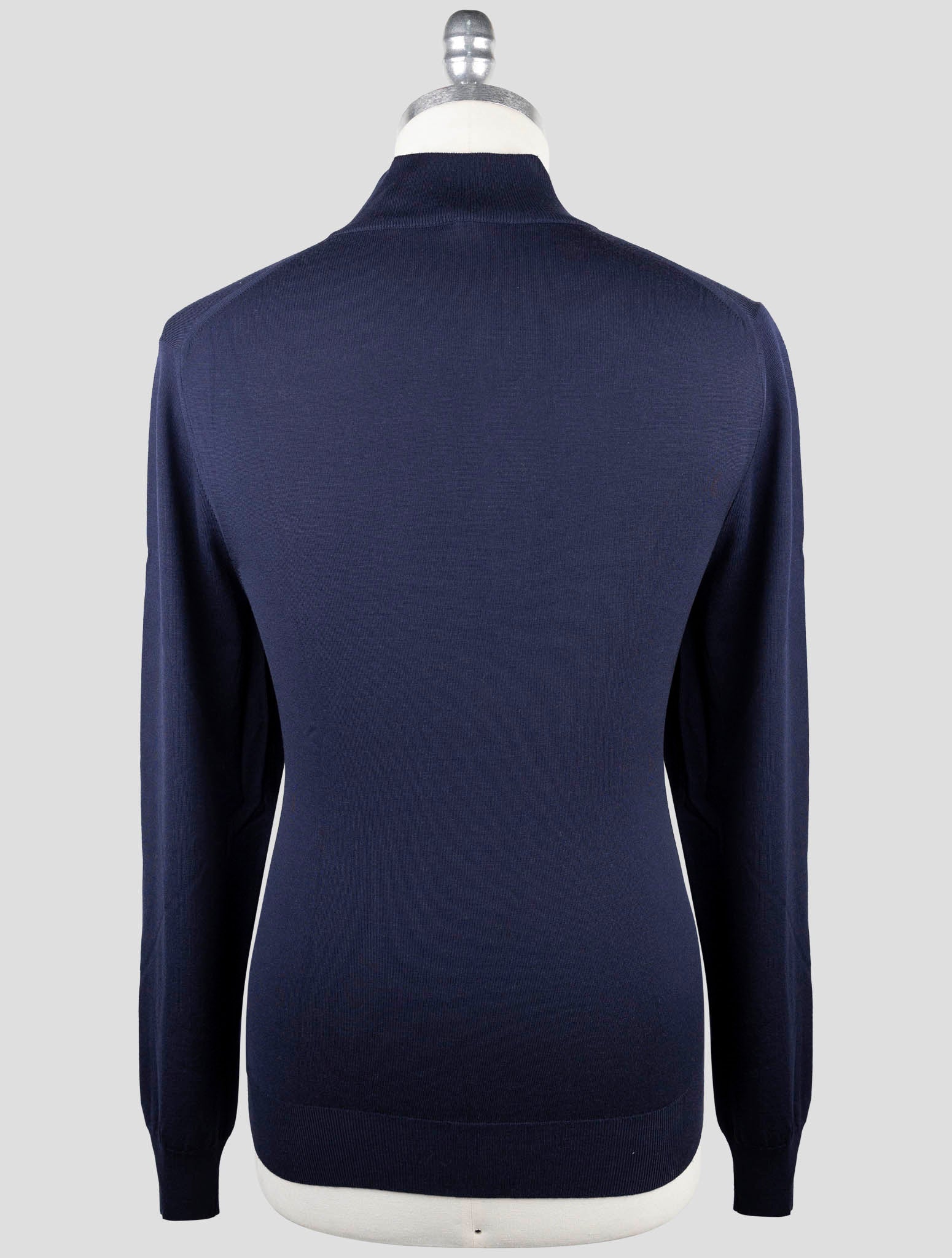 Kiton Blue Wool Sweater Half Zip