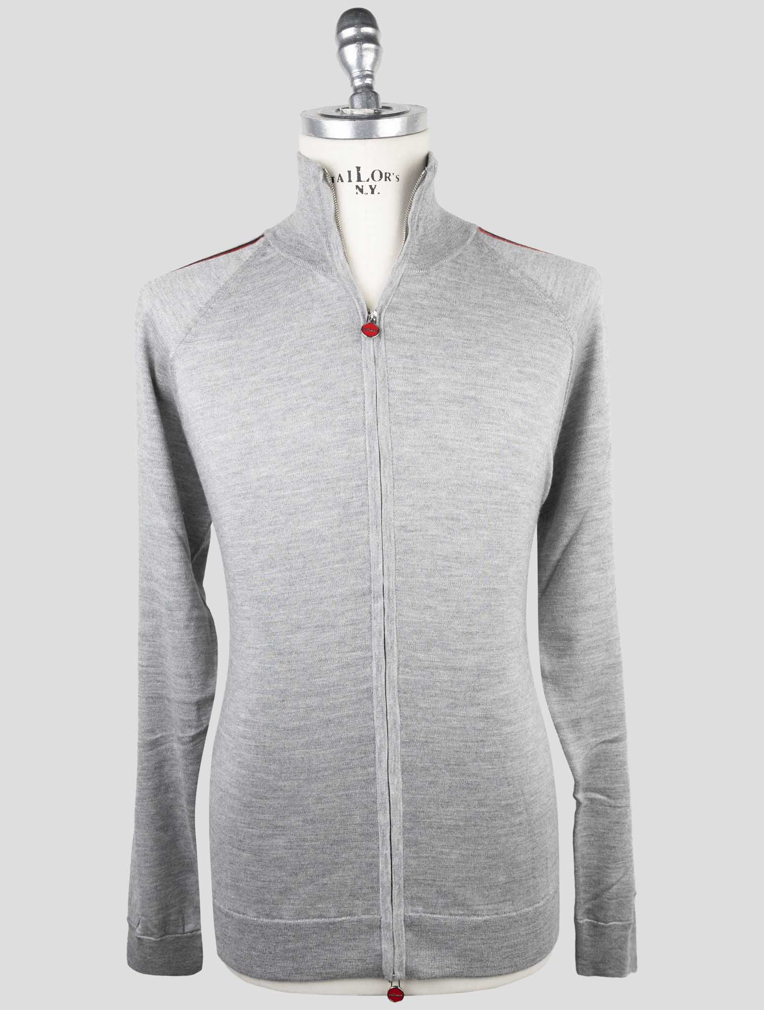 Kiton Gray Cashmere Silk Sweater Full Zip