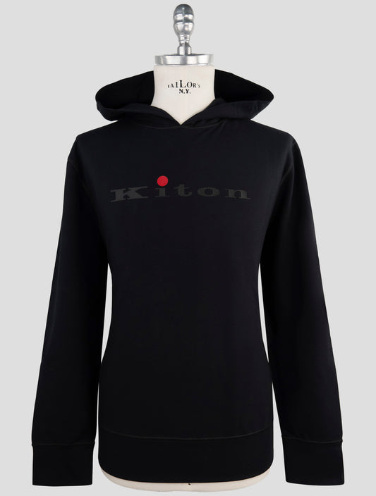 Kiton Blue Cotton Ea Sweater Hoodie