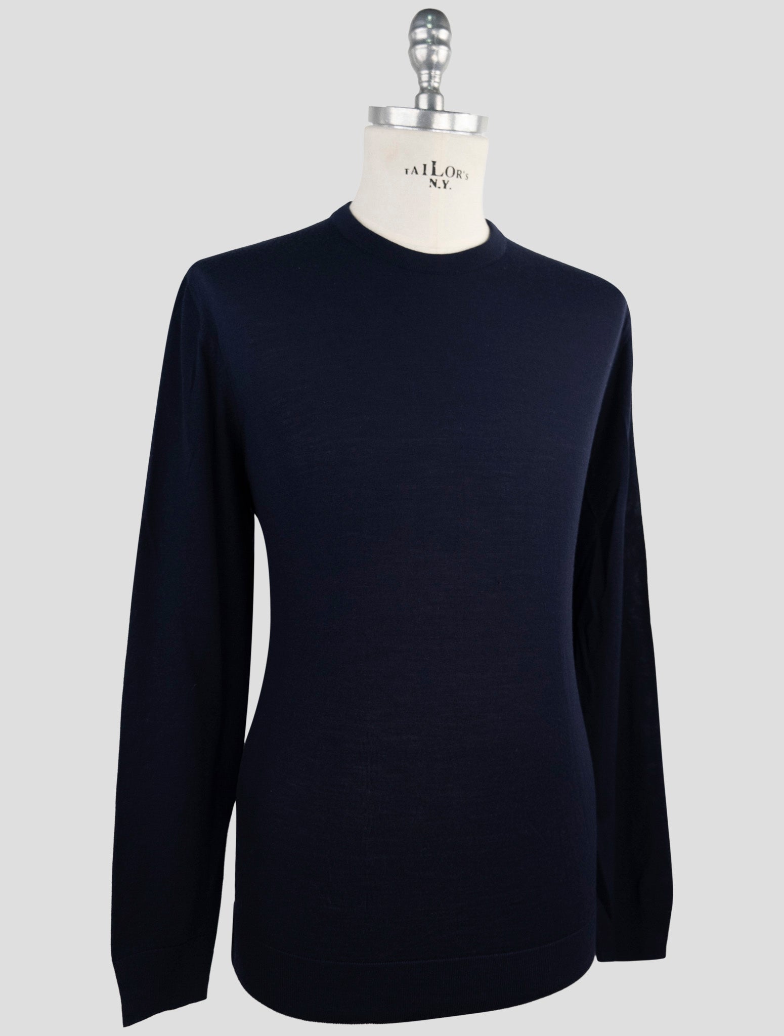 Kiton Blue Wool Sweater Crewneck