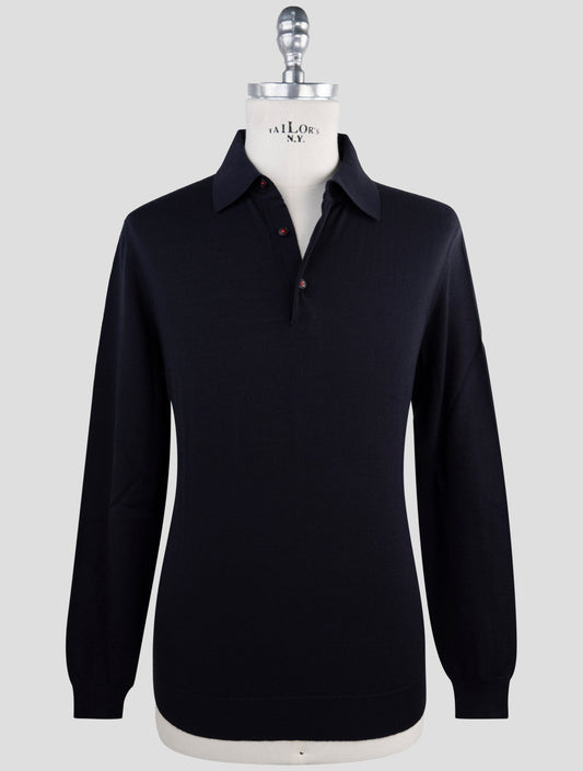 Kiton Dark Blue Cotton Sweater Polo