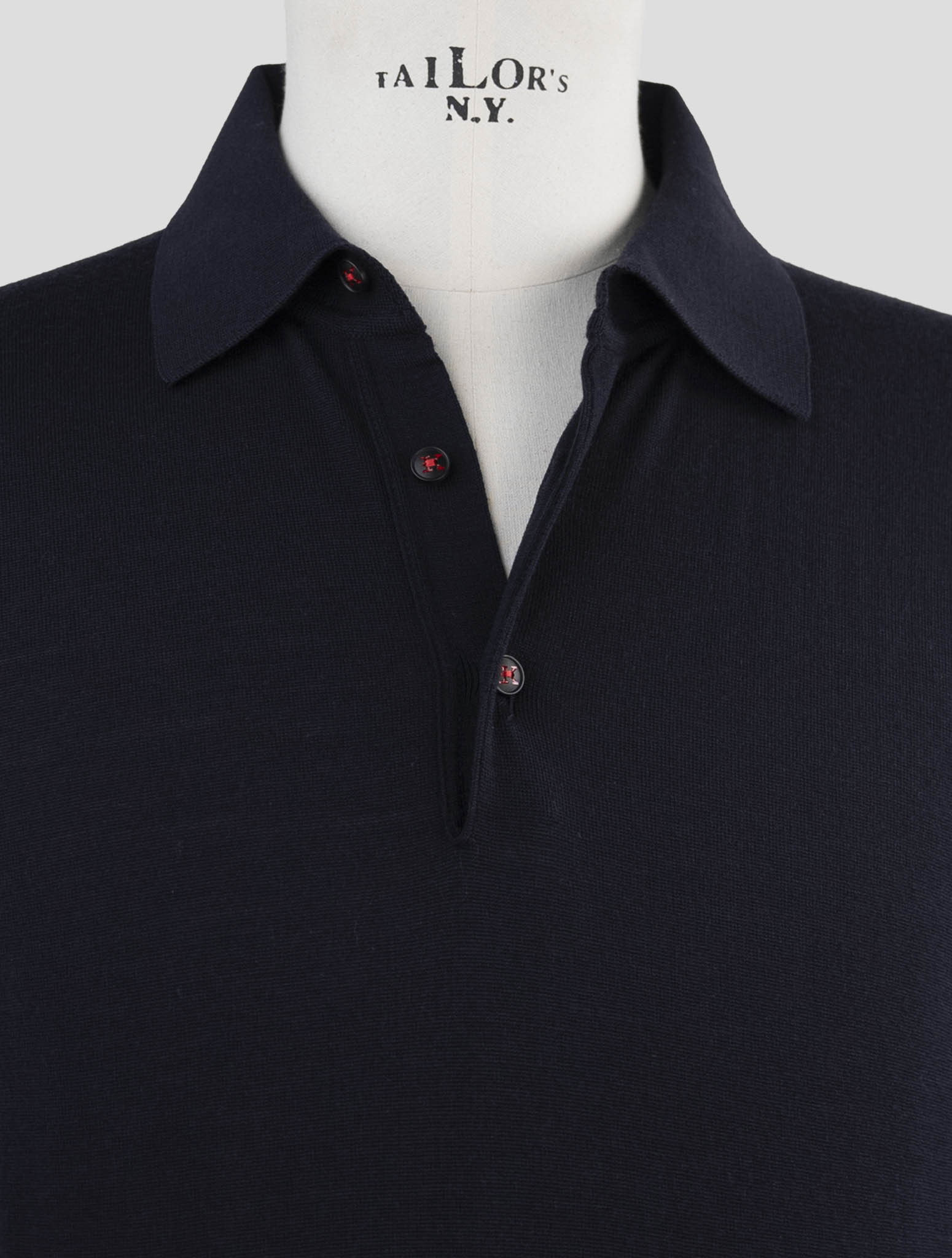 Kiton Dark Blue Cotton Sweater Polo
