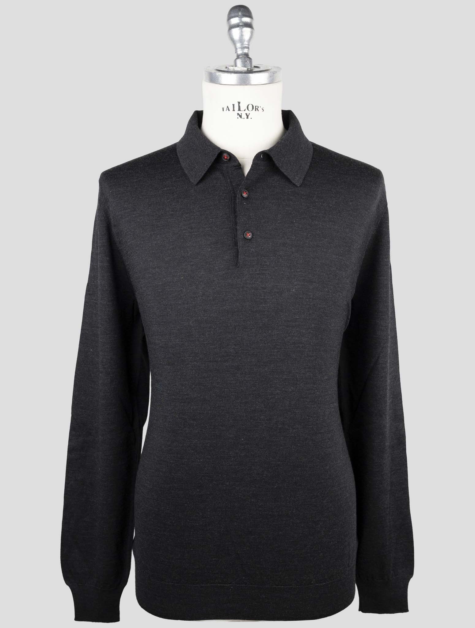Kiton Dark Gray Wool Sweater Polo