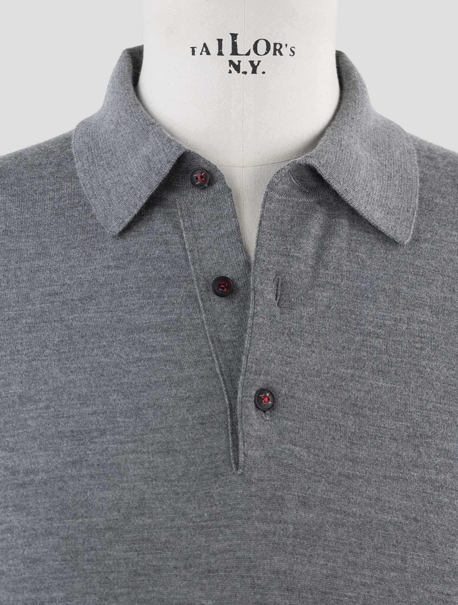 Kiton Gray Cashmere Silk Sweater Polo