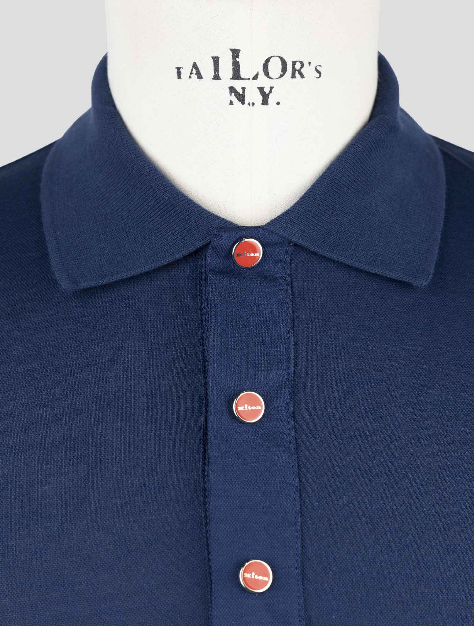 Kiton Blue Cotton Polo