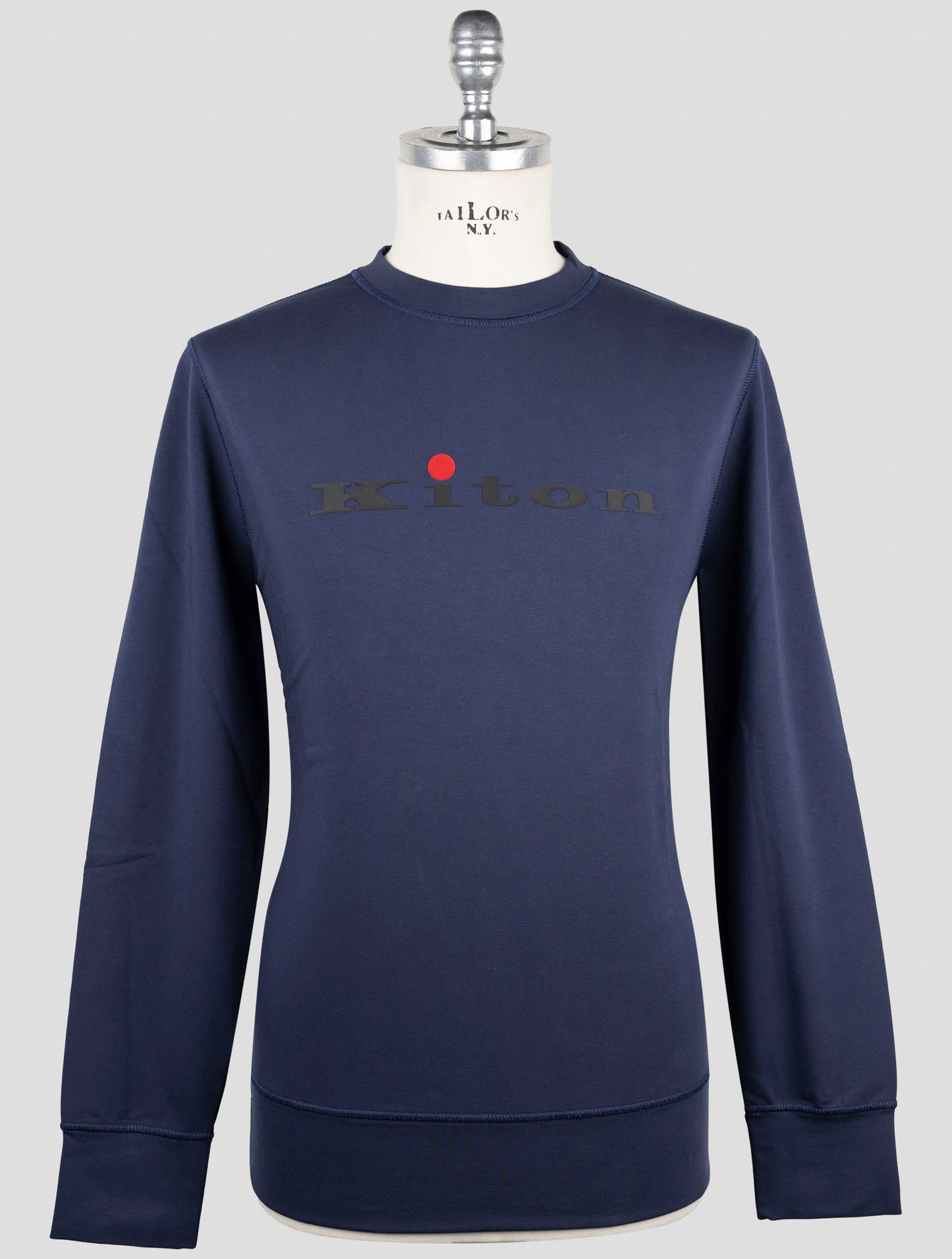 Kiton Blue Cotton Ea Sweater Crewneck