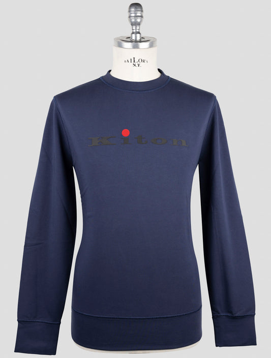 Kiton Blue Cotton Ea Sweater Crewneck