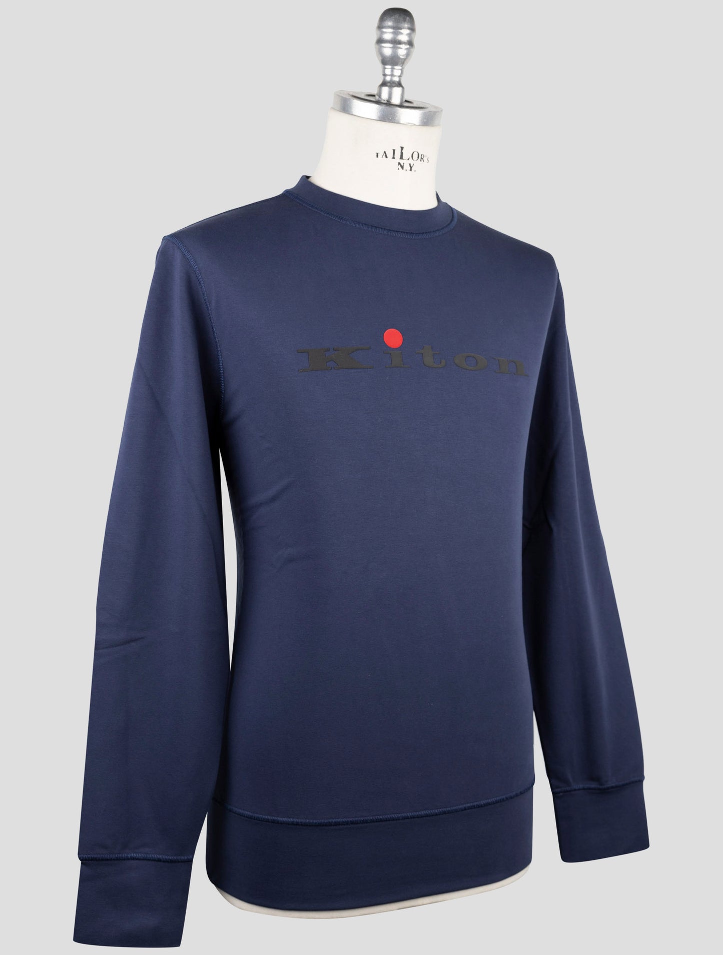Kiton Blue Cotton Ea Sweater Crewneck