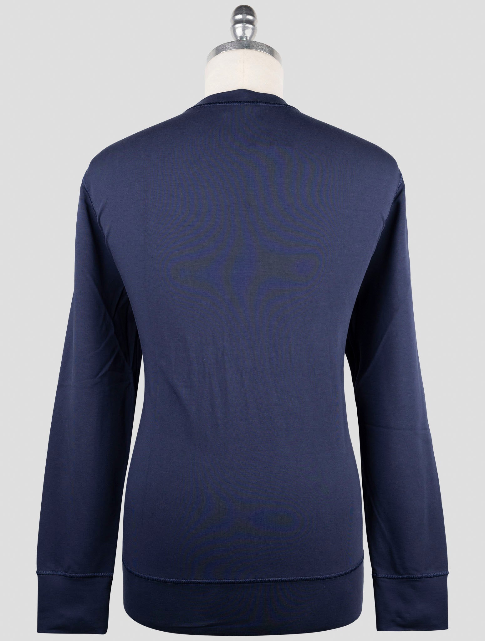 Kiton Blue Cotton Ea Sweater Crewneck