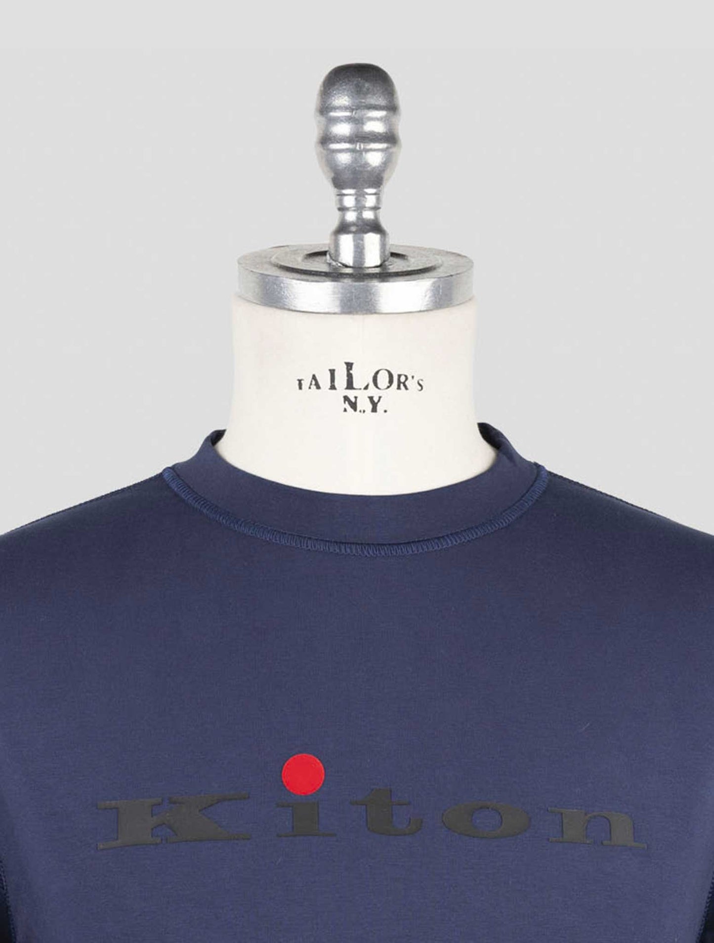 Kiton Blue Cotton Ea Sweater Crewneck