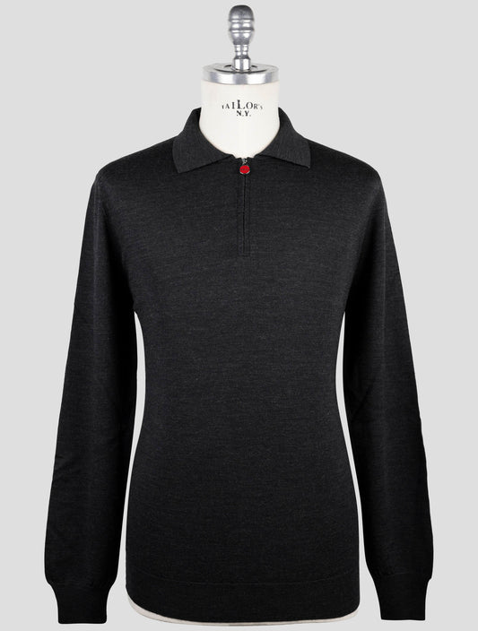 Kiton Dark Gray Wool Sweater Polo
