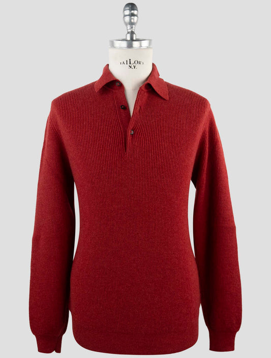 Kiton Red Cashmere Sweater Polo